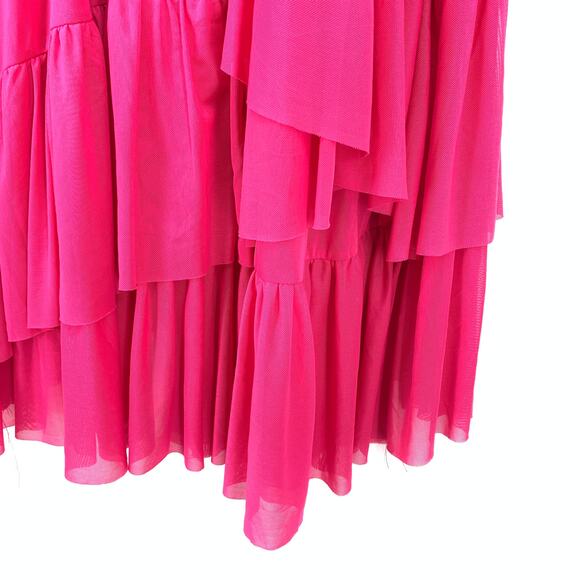 Torrid Midi Mesh Ruffle Surplice Dress Womens Size 0X Hot Pink - Picture 4 of 6